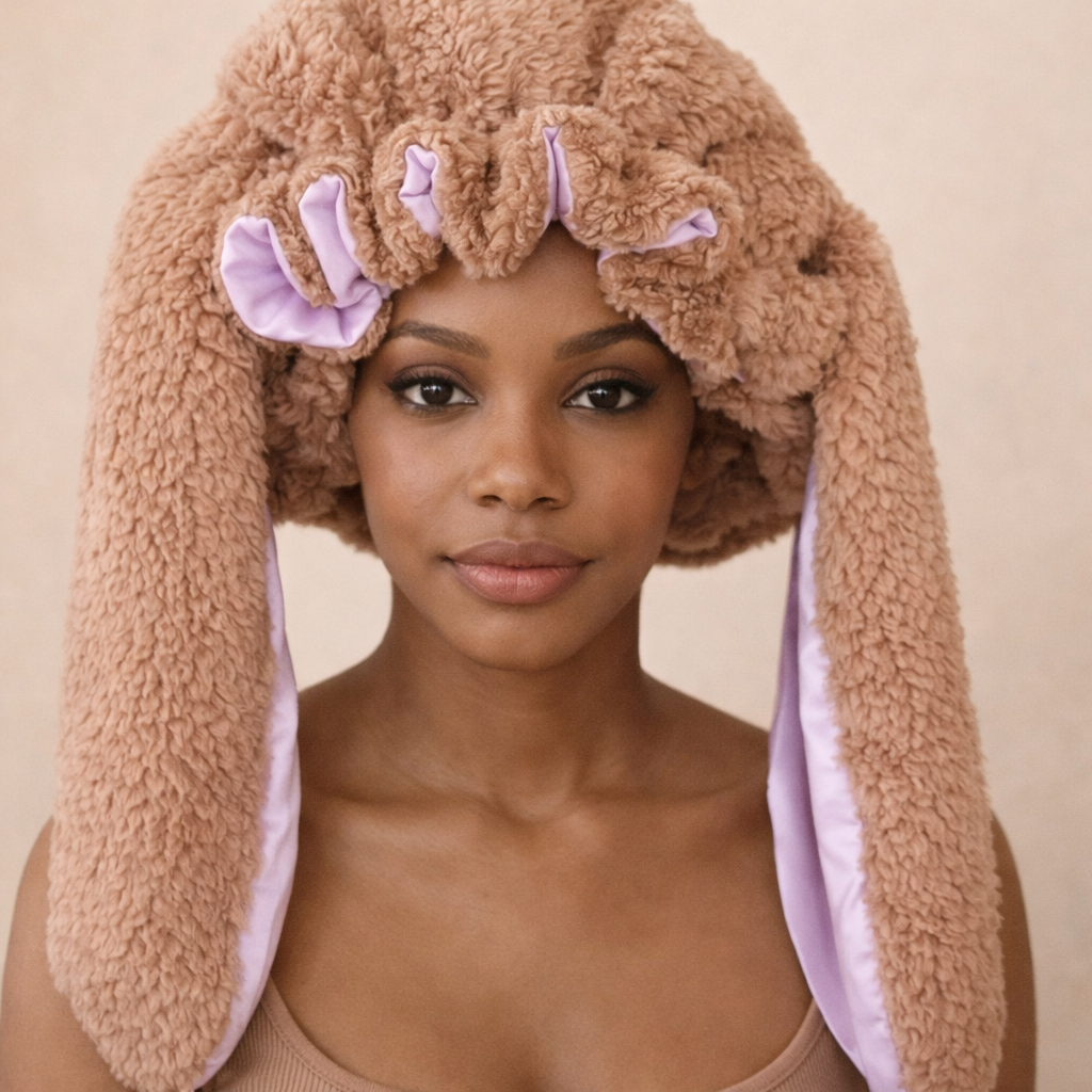 Plush Bunny Bonnet - Latte